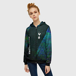 Толстовка на молнии женская Tottenham glitch blue, цвет: 3D-черный — фото 2