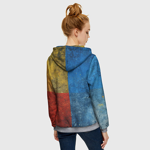 Женская толстовка на молнии Синий жёлтый красный в крапинку / 3D-Меланж – фото 4