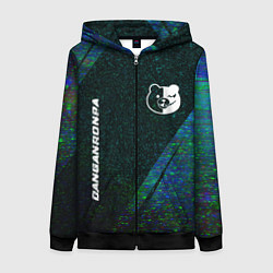 Толстовка на молнии женская Danganronpa glitch blue, цвет: 3D-черный