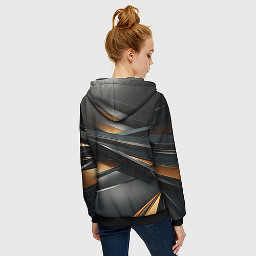 Женская толстовка на молнии Черная абстракция геометрия / 3D-Черный – фото 4