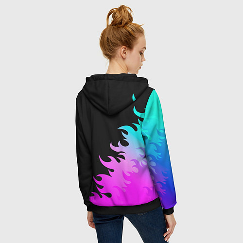 Женская толстовка на молнии Pokemon неоновый огонь / 3D-Черный – фото 4