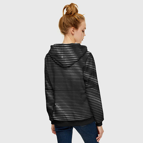 Женская толстовка на молнии Skillet metal rock lines / 3D-Черный – фото 4