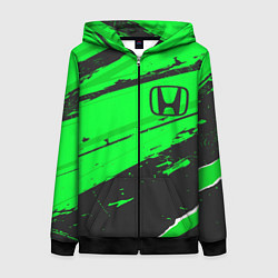 Толстовка на молнии женская Honda sport green, цвет: 3D-черный