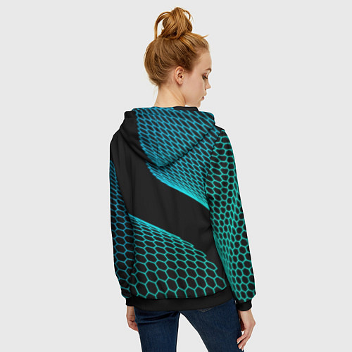 Женская толстовка на молнии Chevrolet electro hexagon / 3D-Черный – фото 4