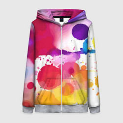 Женская толстовка на молнии Яркие абстрактные акварельные кляксы - нейросеть