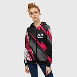 Толстовка на молнии женская Bungo Stray Dogs electro lines, цвет: 3D-черный — фото 2