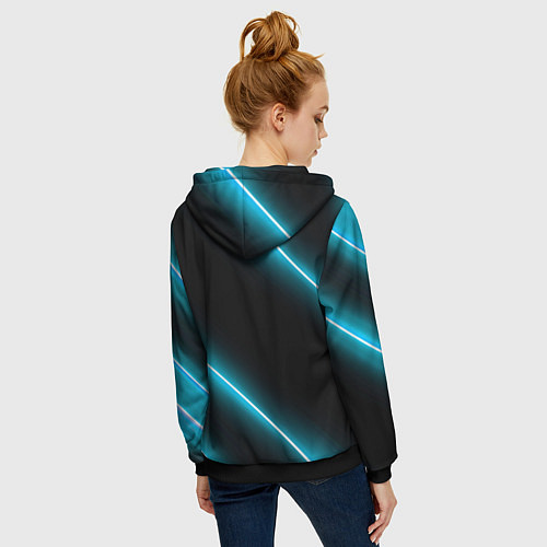 Женская толстовка на молнии Borussia неоновые лампы / 3D-Черный – фото 4