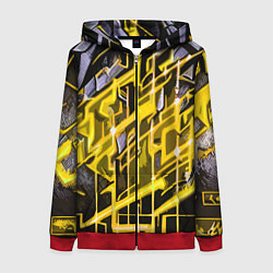 Женская толстовка на молнии Yellow and white abstraction