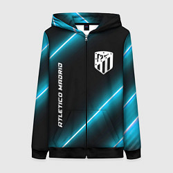 Толстовка на молнии женская Atletico Madrid неоновые лампы, цвет: 3D-черный