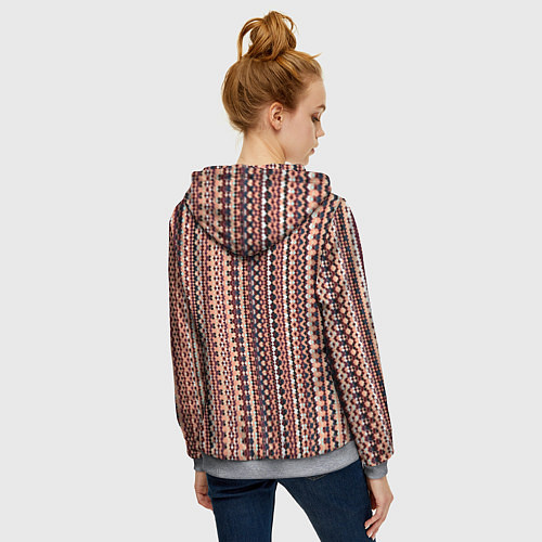 Женская толстовка на молнии Персиковый узор в стиле жаккард / 3D-Меланж – фото 4