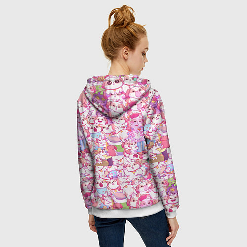 Женская толстовка на молнии Стикеры вконтакте собака / 3D-Белый – фото 4