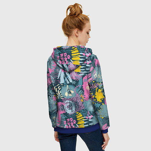 Женская толстовка на молнии Акварельная абстракция узор / 3D-Синий – фото 4
