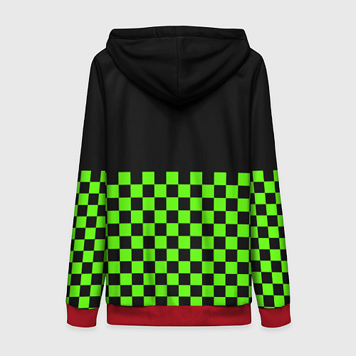 Женская толстовка на молнии Minecraft клетка / 3D-Красный – фото 2