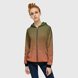 Толстовка на молнии женская Абстрактный градиент, цвет: 3D-черный — фото 2