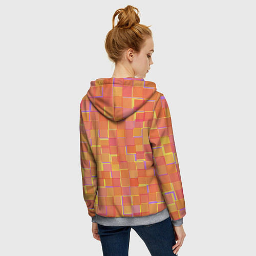 Женская толстовка на молнии Россыпь оранжевых квадратов / 3D-Меланж – фото 4