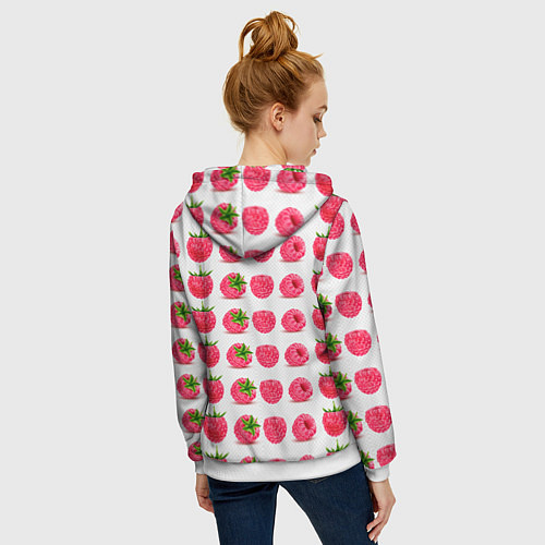 Женская толстовка на молнии Ягода малина узор / 3D-Белый – фото 4