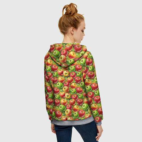 Женская толстовка на молнии Ароматные сочные яблоки / 3D-Меланж – фото 4