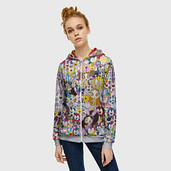 Толстовка на молнии женская Right now NewJeans and Takashi Murakami, цвет: 3D-меланж — фото 2