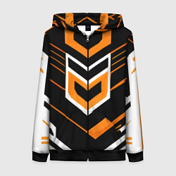 Женская толстовка на молнии Полосы и оранжево-белый шестиугольник