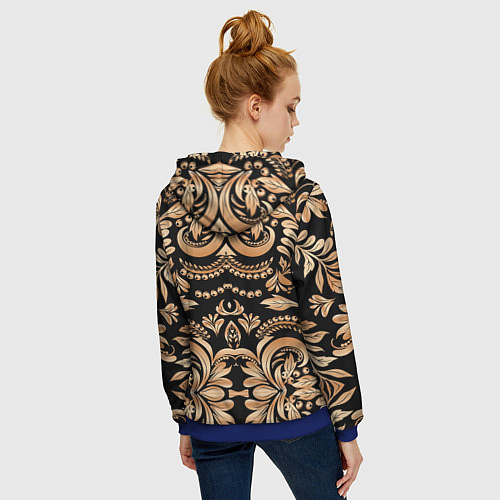 Женская толстовка на молнии Славянский этнический узор / 3D-Синий – фото 4
