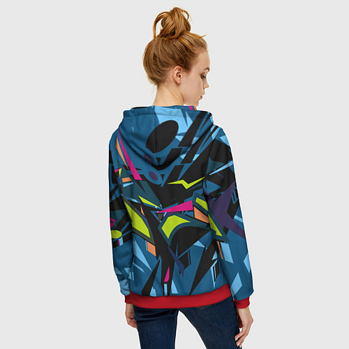 Женская толстовка на молнии Настоящая абстракция / 3D-Красный – фото 4