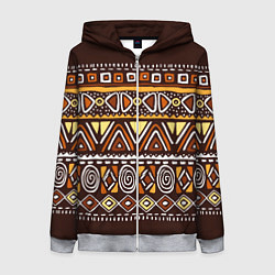 Толстовка на молнии женская Африканский традиционный орнамент, цвет: 3D-меланж