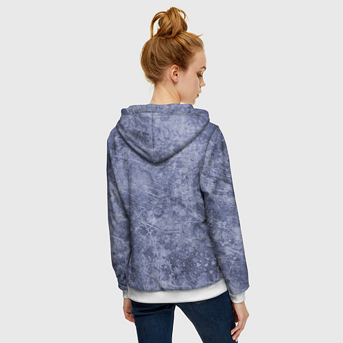 Женская толстовка на молнии Абстракция - синий лёд / 3D-Белый – фото 4