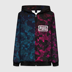 Толстовка на молнии женская PUBG camo texture, цвет: 3D-черный