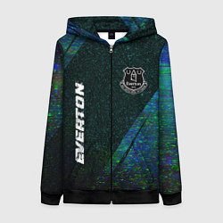 Толстовка на молнии женская Everton glitch blue, цвет: 3D-черный