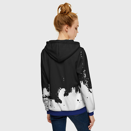 Женская толстовка на молнии Контра белые лого / 3D-Синий – фото 4
