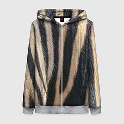 Толстовка на молнии женская Мех зебры, цвет: 3D-меланж