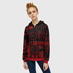 Толстовка на молнии женская Twenty one pilots pattern rock, цвет: 3D-красный — фото 2