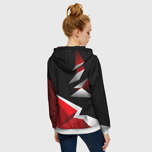 Женская толстовка на молнии Russia uniform - красный и черный / 3D-Белый – фото 4