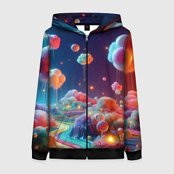 Толстовка на молнии женская Planet chupa chups - neon glow, цвет: 3D-черный