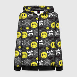 Толстовка на молнии женская Смайлик хэллоуин, цвет: 3D-черный