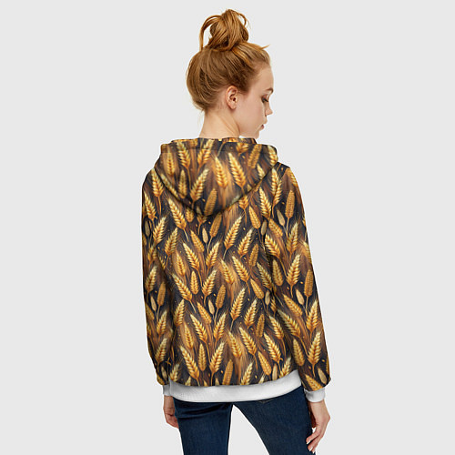 Женская толстовка на молнии Золотой колос / 3D-Белый – фото 4