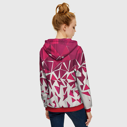 Женская толстовка на молнии Яркий абстрактный узор для спорта / 3D-Красный – фото 4