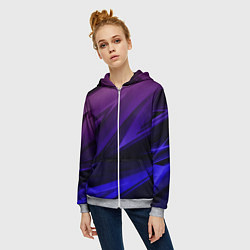 Толстовка на молнии женская Абстракция из градиента и линий, цвет: 3D-меланж — фото 2