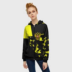 Толстовка на молнии женская Россия имперский стиль пиксели, цвет: 3D-черный — фото 2