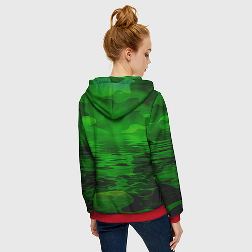 Женская толстовка на молнии Камуфляж с водой / 3D-Красный – фото 4