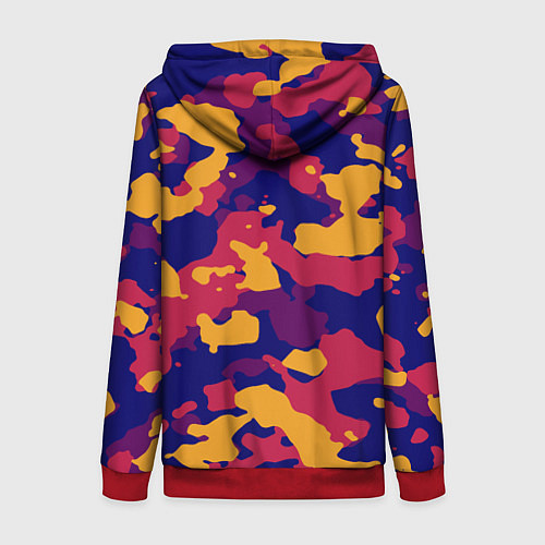 Женская толстовка на молнии Камуфляж армейский / 3D-Красный – фото 2