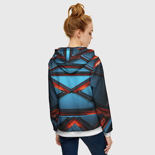 Женская толстовка на молнии Абстрактные треугольные плиты со светом / 3D-Белый – фото 4