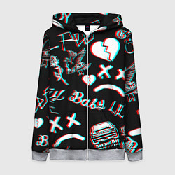 Толстовка на молнии женская Lil Peep logo glitch, цвет: 3D-меланж