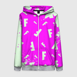 Толстовка на молнии женская Fortnite pattern pink, цвет: 3D-меланж