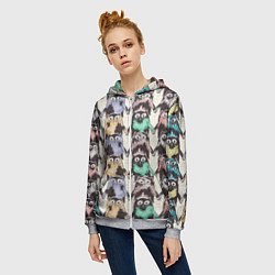Толстовка на молнии женская Мультяшные котики, цвет: 3D-меланж — фото 2