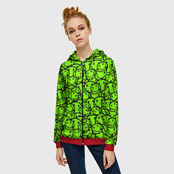 Толстовка на молнии женская Nirvana green logo smile, цвет: 3D-красный — фото 2