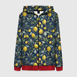 Женская толстовка на молнии Лимоны на ветках паттерн