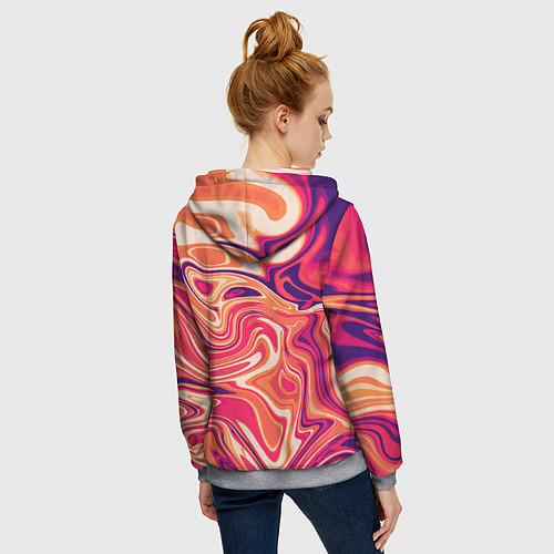 Женская толстовка на молнии Абстракция кислотно мраморный фон / 3D-Меланж – фото 4