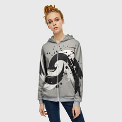Толстовка на молнии женская Инь-янь абстракция - нейроарт, цвет: 3D-меланж — фото 2