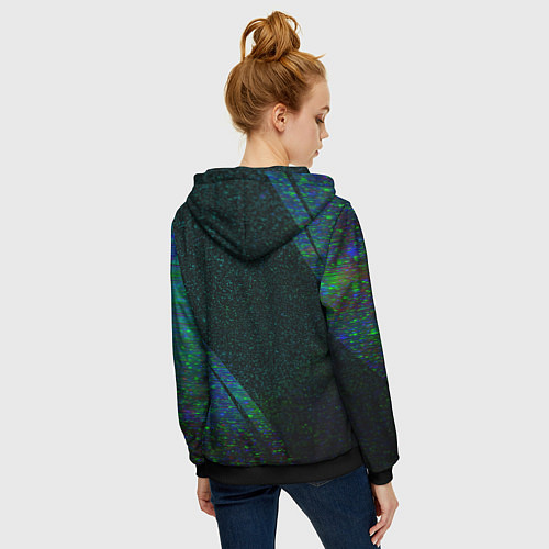 Женская толстовка на молнии Green Day glitch blue / 3D-Черный – фото 4